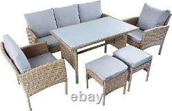 Rattan Garden Furniture 7 Seater Chair Sofa Stool Dining Table Outdoor Set