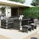 Rattan Garden Furniture 7 Seater Corner Sofa Outdoor Dining Table And Chairs Set