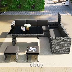 Rattan Garden Furniture 7 Seater Corner Sofa Outdoor Dining Table and Chairs Set