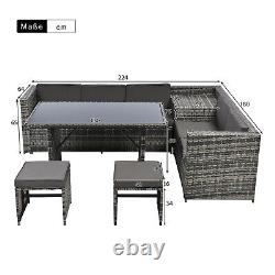 Rattan Garden Furniture 7 Seater Corner Sofa Outdoor Dining Table and Chairs Set
