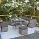 Rattan Garden Furniture 7 Seater Corner Sofa With Stool Dining Table Outdoor Set
