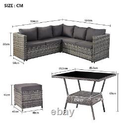 Rattan Garden Furniture 7 Seater Corner Sofa with Stool Dining Table Outdoor Set