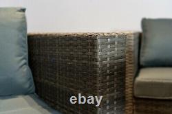 Rattan Garden Furniture 7 seater Set, Grey Sofa Rectangle Dining Table Armchairs
