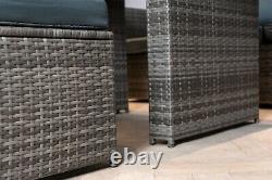 Rattan Garden Furniture 7 seater Set, Grey Sofa Rectangle Dining Table Armchairs