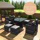 Rattan Garden Furniture 8 Seater Dining Table Cube Set With Arm Chairs & Stools