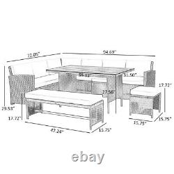 Rattan Garden Furniture 9 Seater Corner Sofa Dining Table Bench Stool Outdoor