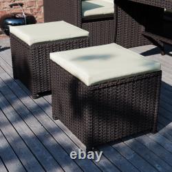 Rattan Garden Furniture 9 Seater Corner Sofa Stool Dining Table Outdoor Set