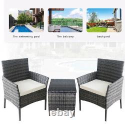 Rattan Garden Furniture Bistro 2 Seater Outdoor Patio Coffee Table Armchairs Set