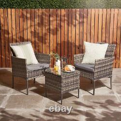 Rattan Garden Furniture Bistro Set 2 Seater Outdoor Patio Table & Chairs Set