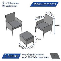 Rattan Garden Furniture Bistro Set 2 Seater Outdoor Patio Table & Chairs Set