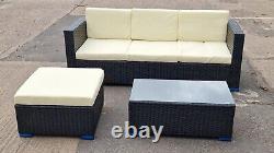 Rattan Garden Furniture Clearance Set 3 Seater+chaise+coffee Table Assembled