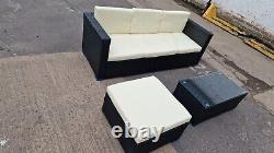Rattan Garden Furniture Clearance Set 3 Seater+chaise+coffee Table Assembled