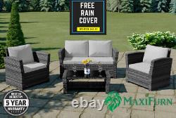 Rattan Garden Furniture Conservatory Patio Sofa Set 4 Seat Armchair Coffee Table