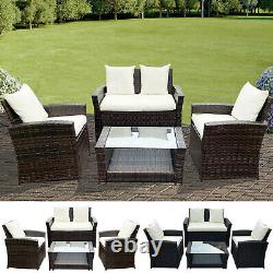Rattan Garden Furniture Conservatory Sofa Set 4 Seat Table Chair Armchairs Patio