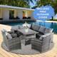 Rattan Garden Furniture Conservatory Sofa Set 9-seat Armchair Table Free Cover