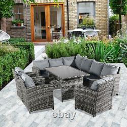 Rattan Garden Furniture Conservatory Sofa Set 9-Seat Armchair Table FREE COVER