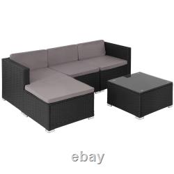 Rattan Garden Furniture Corner Sofa Lounge Set 3 Seater Stool Coffee Table