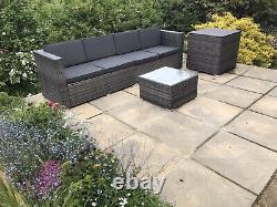 Rattan Garden Furniture Corner Sofa Set L Shape & Cushion Storage Box Unit