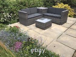 Rattan Garden Furniture Corner Sofa Set L Shape & Cushion Storage Box Unit