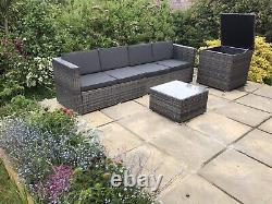 Rattan Garden Furniture Corner Sofa Set L Shape & Cushion Storage Box Unit