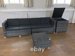 Rattan Garden Furniture Corner Sofa Set L Shape & Cushion Storage Box Unit