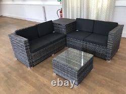 Rattan Garden Furniture Corner Sofa Set L Shape & Cushion Storage Box Unit