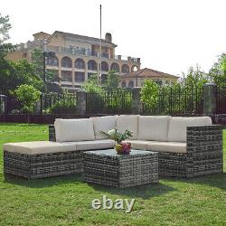 Rattan Garden Furniture Corner Sofa Set Outdoor Patio Coffee Table W Cushions