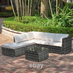 Rattan Garden Furniture Corner Sofa Set Outdoor Patio Coffee Table W Cushions