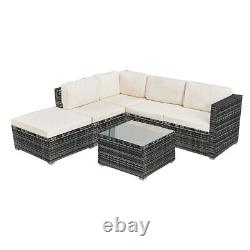 Rattan Garden Furniture Corner Sofa Set Outdoor Patio Coffee Table W Cushions