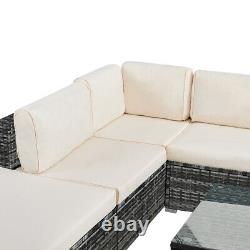 Rattan Garden Furniture Corner Sofa Set Outdoor Patio Coffee Table W Cushions