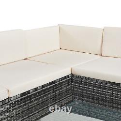 Rattan Garden Furniture Corner Sofa Set Outdoor Patio Coffee Table W Cushions