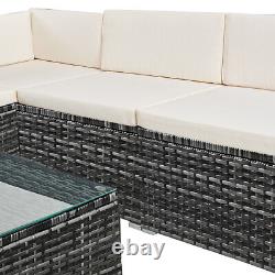 Rattan Garden Furniture Corner Sofa Set Outdoor Patio Coffee Table W Cushions