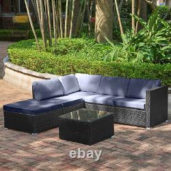 Rattan Garden Furniture Corner Sofa Set Outdoor Patio L-Shaped W Table Cushions