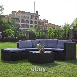 Rattan Garden Furniture Corner Sofa Set Outdoor Patio L-Shaped W Table Cushions