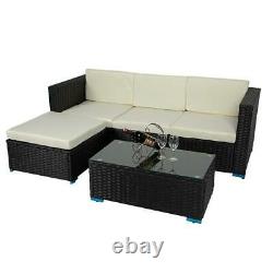Rattan Garden Furniture Corner Sofa Set Table Patio Outdoor Black White 4 Seater