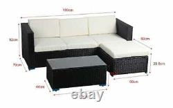 Rattan Garden Furniture Corner Sofa Set Table Patio Outdoor Black White 4 Seater