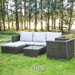Rattan Garden Furniture Corner Sofa Table Chair Outdoor Patio Set With Cushion