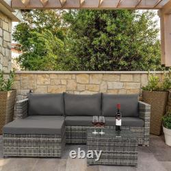 Rattan Garden Furniture Corner Sofa Table Set Grey Brown Black FREE RAIN COVER