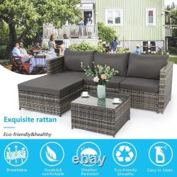 Rattan Garden Furniture Corner Sofa Table Set Grey Brown Black FREE RAIN COVER