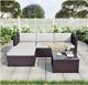 Rattan Garden Furniture Corner Sofa Wicker Weave 5pcs Set Loungers & Glass Table