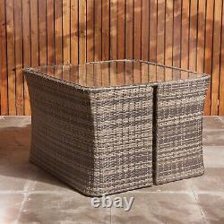 Rattan Garden Furniture Cube Set 8 Seater Dining Table Garden Chairs Bench Cover