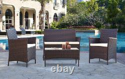 Rattan Garden Furniture Dining Set Patio Outdoor 4 Piece Table Chairs Sofa