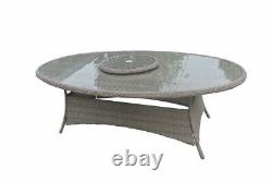 Rattan Garden Furniture Dining Table Oval With Recline Chairs