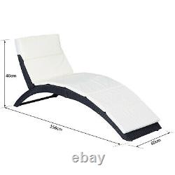 Rattan Garden Furniture Folding Sun Lounger Pool Recliner Bed Chair With Cushion