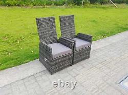 Rattan Garden Furniture Gas Fire Pit Heater Dining Table Reclining Chairs Sets