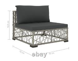 Rattan Garden Furniture Grey Wicker Patio Corner Sofa Set Metal Lounge Table