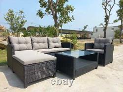 Rattan Garden Furniture L-Shape Corner Sofa Set Outdoor Patio Coffee with Cushions