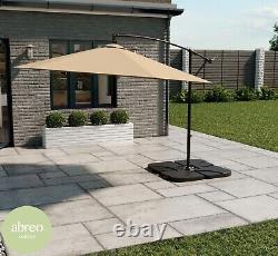 Rattan Garden Furniture LED Cantilever Parasol Tilting Sun Shade Umbrella