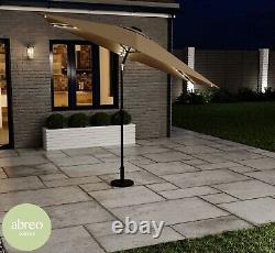 Rattan Garden Furniture LED Cantilever Parasol Tilting Sun Shade Umbrella