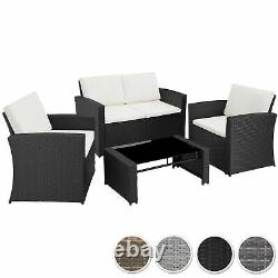 Rattan Garden Furniture Lounge Seats Sofa Table Glass Top Cushions Outdoor New